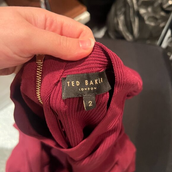 Ted Baker Llorna Skater Dress burgundy size 2 nwot - Picture 10 of 10